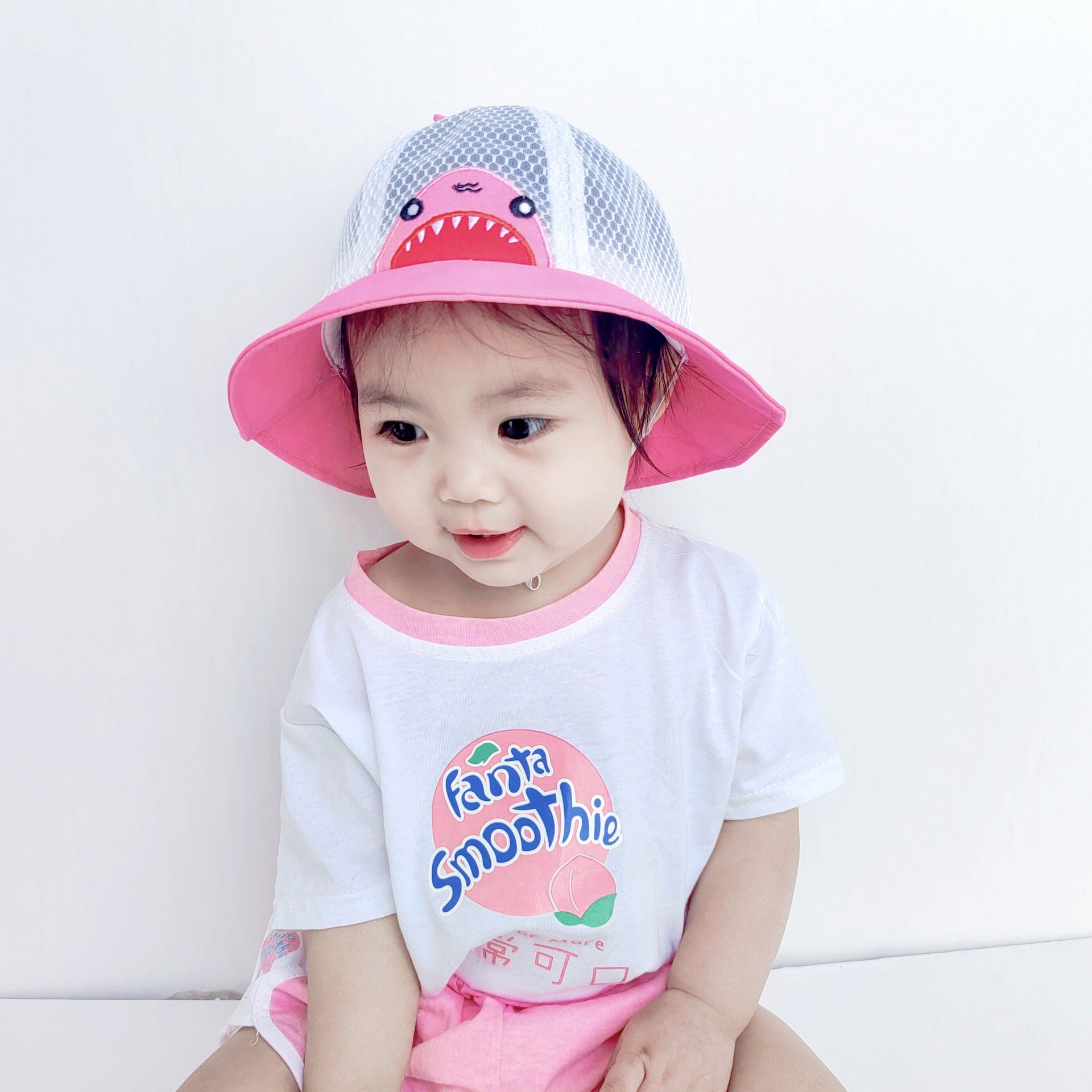 Wholesale Cotton Cute Shark Breathable Mesh Kids Bucket Hat